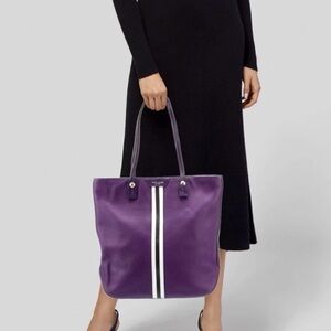 Henri Bendel Purple Tote Bag w / Striped Pouch and Bendel Shopping Bag